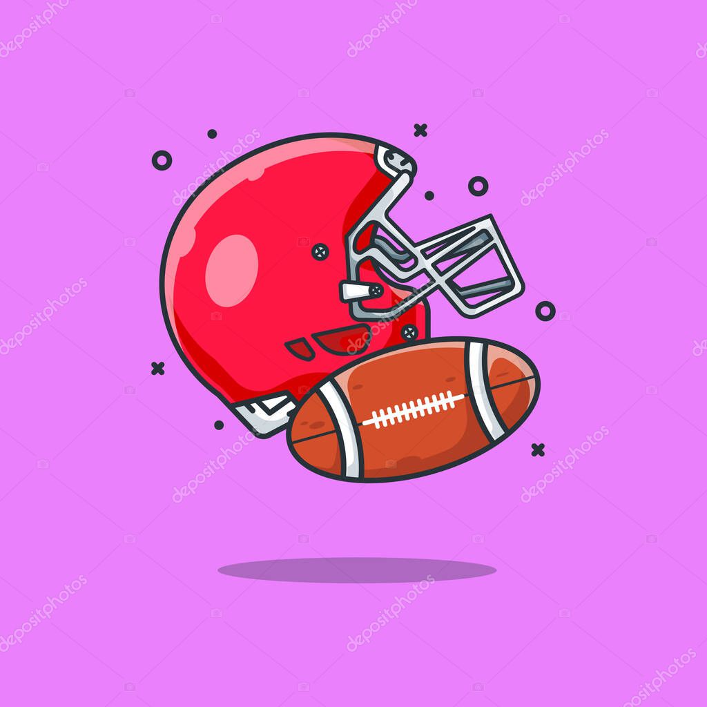 American Football Vector Icon Illustration in Flat Cartoon style for Web Landing Pages with Banner or Sticker and Background