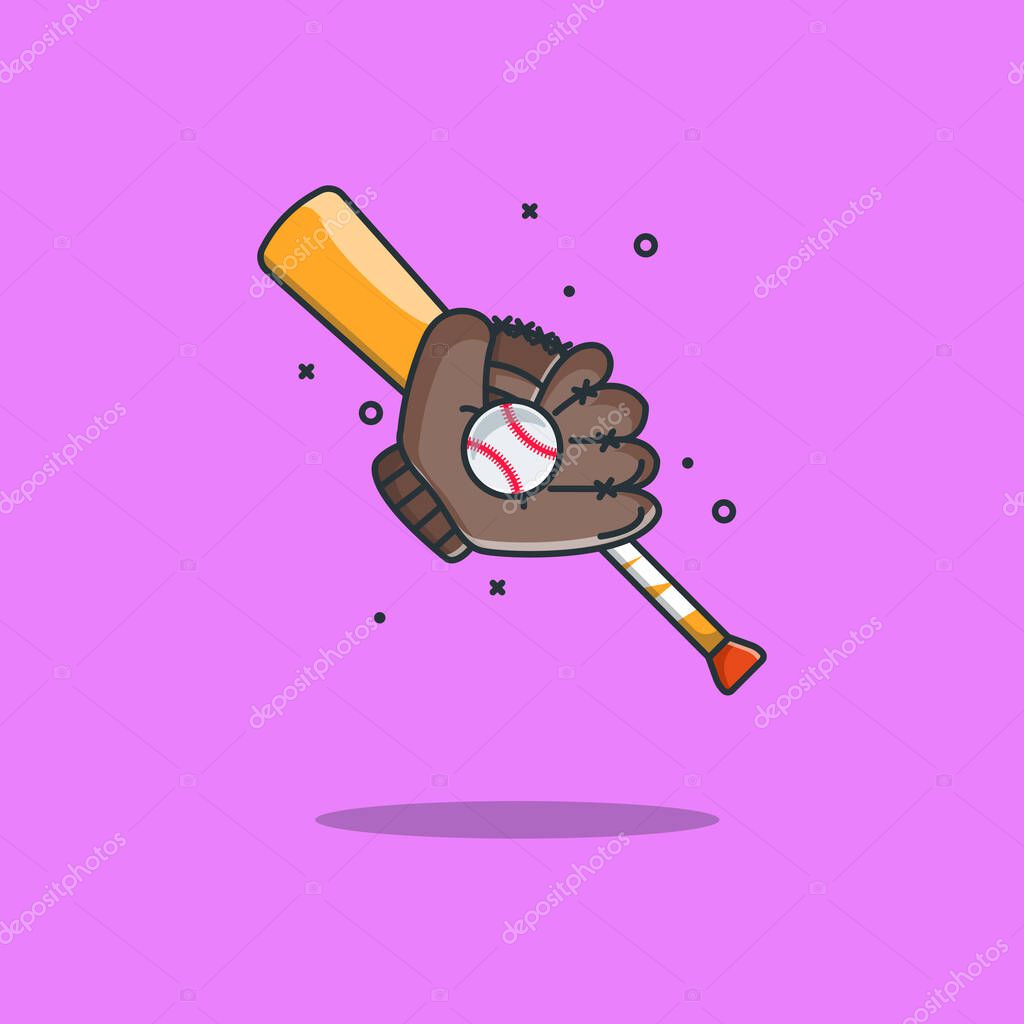 Baseball Vector Icon Illustration in Flat Cartoon style for Web Landing Pages with Banner or Sticker and Background