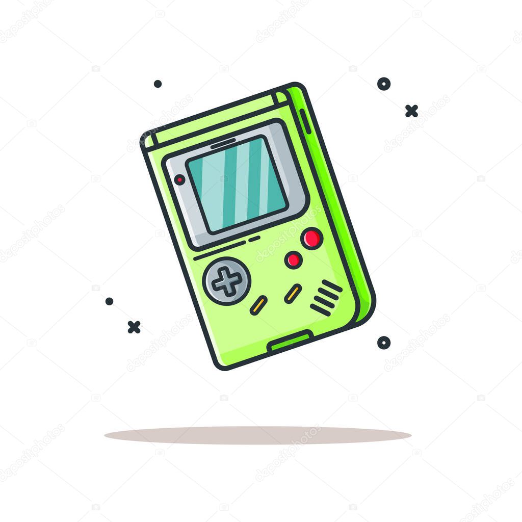 Gameboy Vector Icon Illustration in Flat Cartoon style for Web Landing Pages with Banner or Sticker and Background