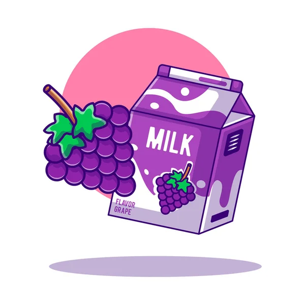 Grape Milk Vector Cartoon Illustration Inglés Día Mundial Leche Icono — Vector de stock