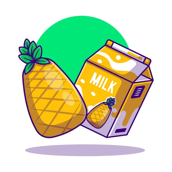 Ananas Und Milk Box Vector Cartoon Illustration Weltmilchtag Icon Concept — Stockvektor