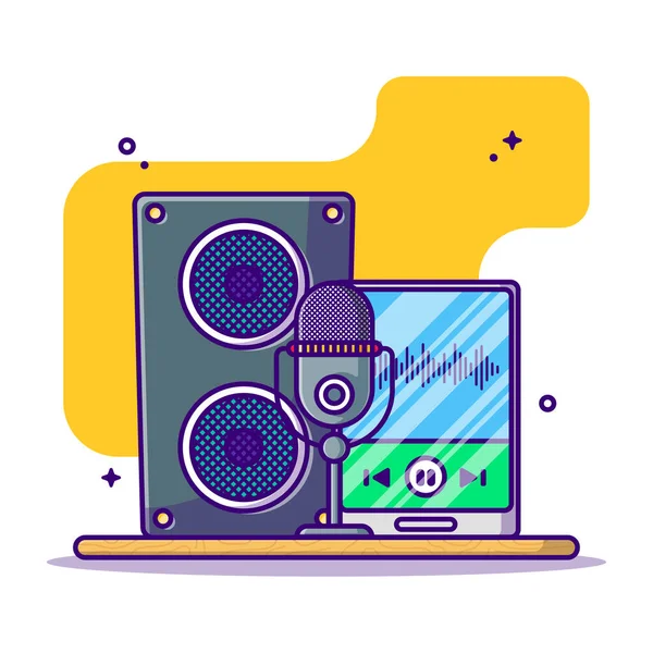 Podcast Equipment Vector Cartoon Illustration Podcast Icon概念白色隔离 适用于网页 贴纸及背景图的平面卡通风格 — 图库矢量图片