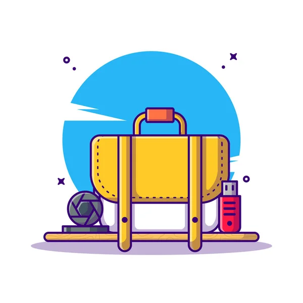 Camera Bag Usb Diaphragm Vector Cartoon Illustration Photography Icon Concept — Archivo Imágenes Vectoriales