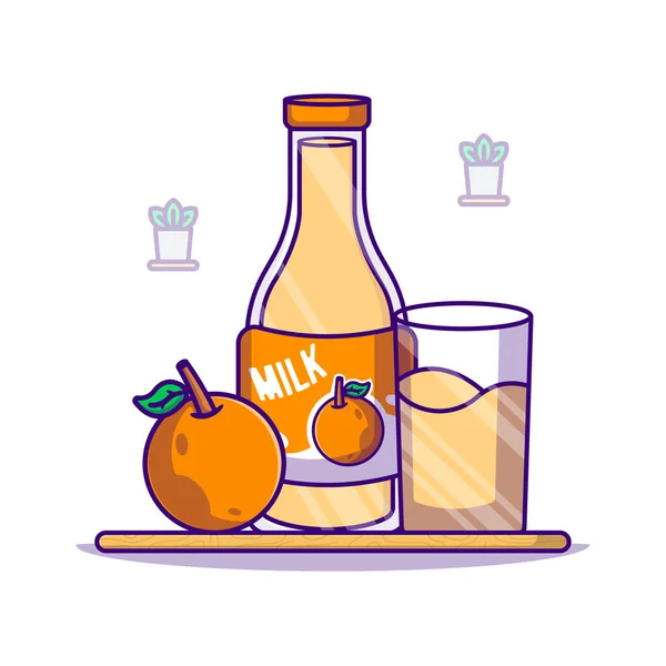 Orange Und Milchflaschen Vector Cartoon Illustration Weltmilchtag Icon Concept White — Stockvektor