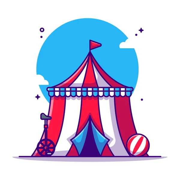 Circus Tenda Circus Bicicletta Vector Cartoon Illustration Circo Festival Icona — Vettoriale Stock
