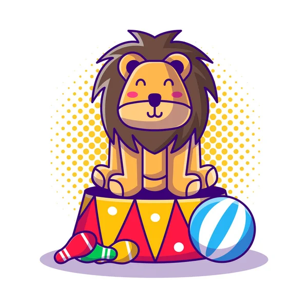 Lion Show Circus Vector Cartoon Illustration Inglês Circo Festival Icon — Vetor de Stock