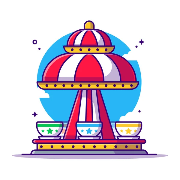 Vidámpark Spinning Tea Cup Vektor Rajzfilm Illusztráció Vidámpark Icon Concept — Stock Vector