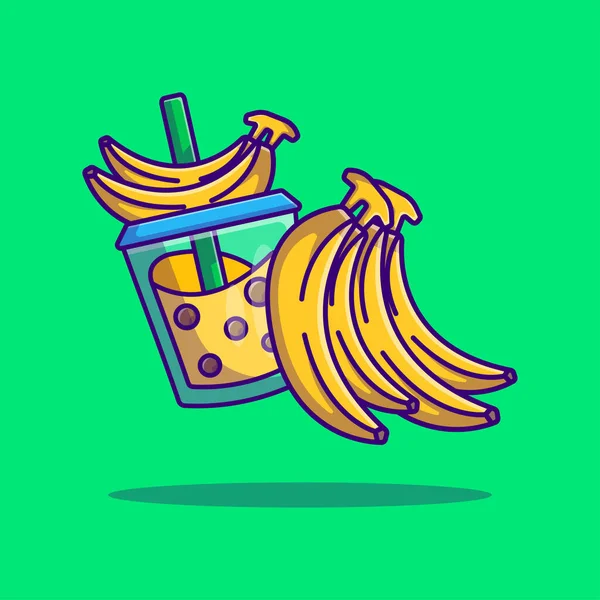 Bubble Tea Banana Vector Cartoon Illustration Bubble Tea Fruit Icon — Vetor de Stock