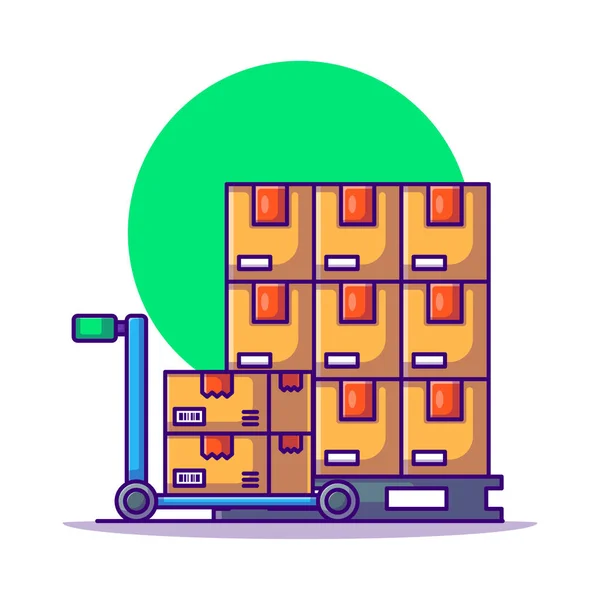 Trolley Pallet Box Vector Cartoon Illustrations — Stock vektor