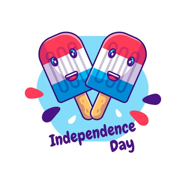 Χαριτωμένο Παγωτό Caracter Για Ηπα Ημέρα Ανεξαρτησίας Cartoon Vector Εικονογράφηση — Διανυσματικό Αρχείο