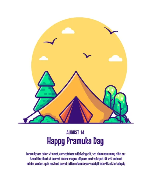 Illustration Tente Scout Icône Jour Pramuka Concept Vecteur Premium Isolé — Image vectorielle