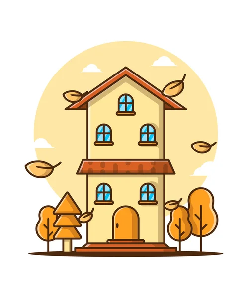 Cartoon Vector Illustrations House Autumn Inglés Día Otoño Icono Concepto — Archivo Imágenes Vectoriales