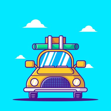 Cartoon Vector Illustrations Car to Turizm. Dünya Turizm Günü Simgesi Kavramı