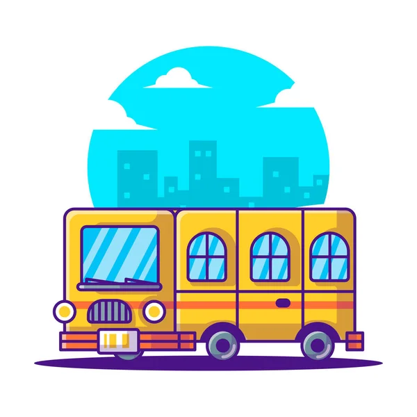 Cute Cartoon Vector Ilustrações Bus School Voltar Conceito Ícone Escolar —  Vetores de Stock