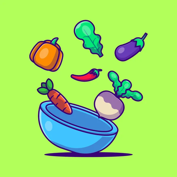 Cute Cartoon Vector Illustrations Flying Vegetables 입니다 채식의 — 스톡 벡터