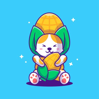 Şirin Çizgi Film Vektör Çizimleri Mısırlı Kedi. Dünya Vejetaryen Günü Konsepti