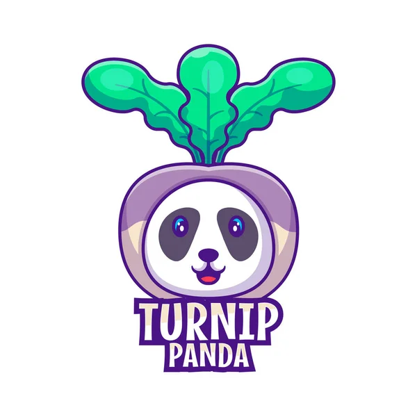 Mascotte Mignonne Logo Cartoon Turnip Panda Vector Illustration — Image vectorielle