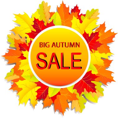 Sonbahar indirimli sonbahar indirimli afişleri sonbahar sezonu tanıtımı için arka planda kalır. Vektör illüstrasyonu. Web