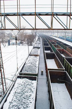 Demiryolu vagonları mesafeye gidiyor..