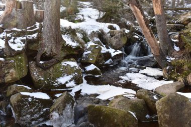 Ulusal park Harz. Şelale ve taşlar.