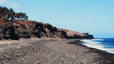 Yunanistan 'ın Santorini adasındaki muhteşem Ege Denizi manzarası