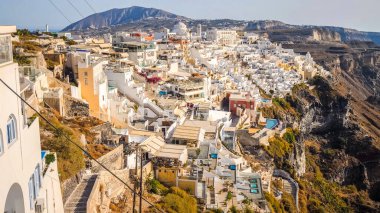 Yunanistan 'ın Santorini adasındaki muhteşem Ege Denizi manzarası