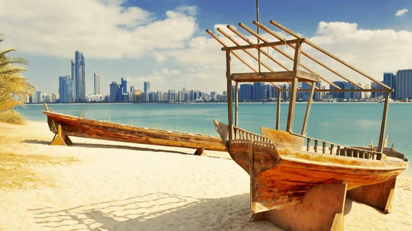 Velho Barco Pesca Heritage Village Abu Dhabi Emirados Árabes Unidos — Fotografia de Stock