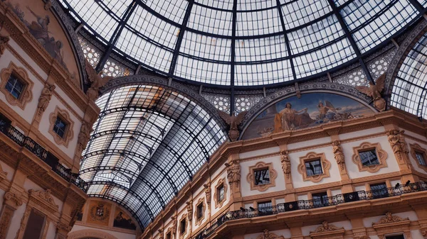 Vittorio Emanuele Galeria Interior Milão Itália — Fotografia de Stock