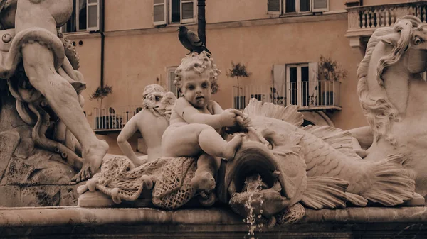 Статуя Фонтана Нептуна Фонтан Риме Италия Расположенный Северной Части Площади — стоковое фото