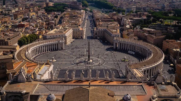 Aerial View Peters Square Located Directly Front Peters Basilica Vatican — Fotografia de Stock