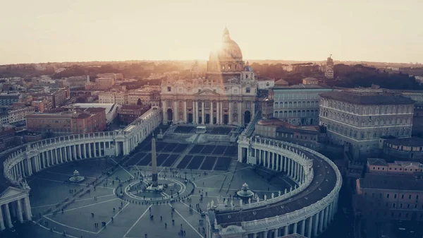 Aerial View Peters Square Located Directly Front Peters Basilica Vatican — Fotografia de Stock