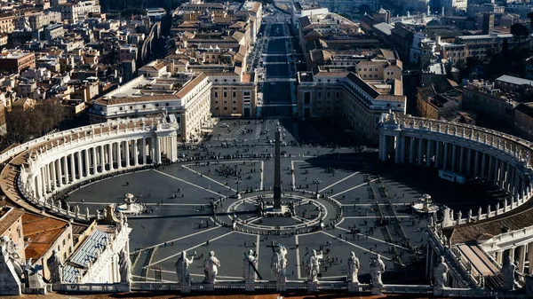 Aerial View Peters Square Located Directly Front Peters Basilica Vatican —  Fotos de Stock