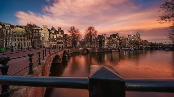 Amazing Colorful Buildings Water Amsterdam — 图库照片