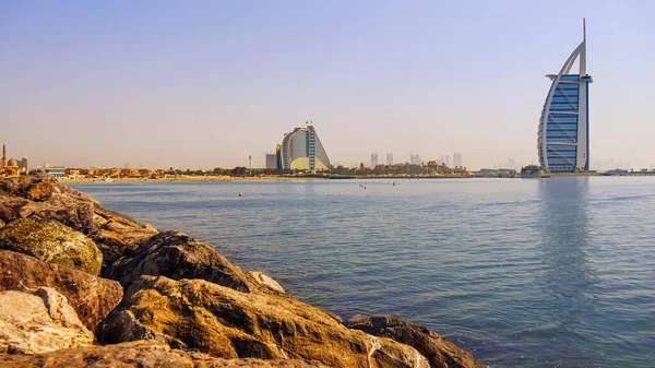 Arranha Céus Modernos Costa Golfo Dubai Emirados Árabes Unidos — Fotografia de Stock