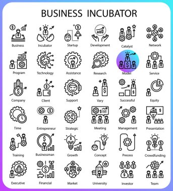 Beyaz arkaplan, vektör, illüstrasyon üzerinde izole edilmiş iş kuvöz düz simgeleri