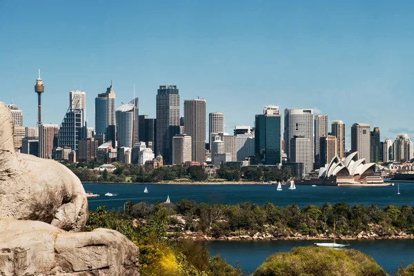 Ciudad de Sydney skyline y puerto Fotos de stock libres de derechos