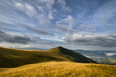 Ethereal çimenli dağlar