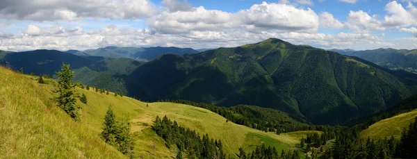 Panoramic day green mountains — Stock Photo, Image