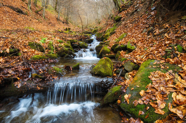 Autumn orange waterfall