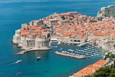 Mesafe görünümünden Dubrovnik, Hırvatistan