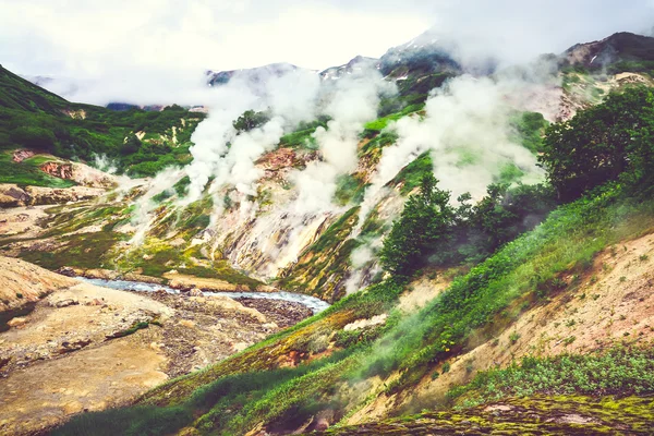 The legendary Valley of Geysers in the summer. Kamchatka, Russia — Stock Photo, Image