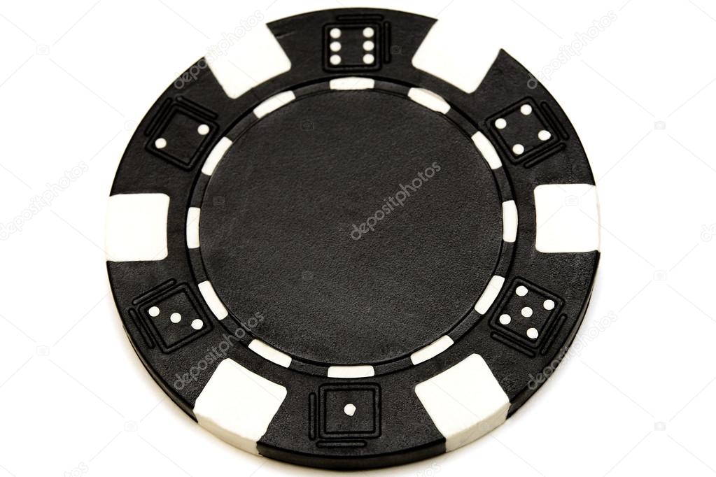 Black poker chip isolated on white