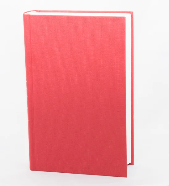 Livre blanc relié rouge isolé sur fond blanc — Photo