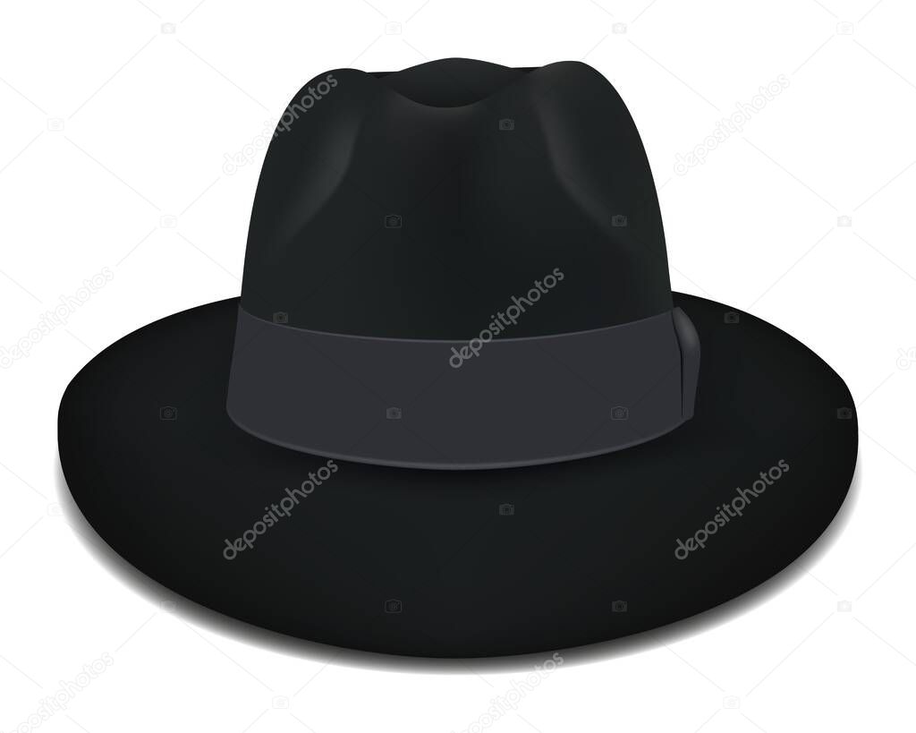 sombrero negro de hombre, ilustracion 3d