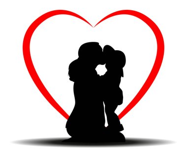 silueta, madre e hijo dentro del corazon, da de la madre