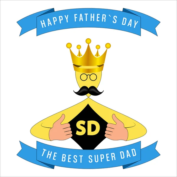 Heureux Fête Des Pères Super Papa Avec Roi Couronne Ouvrant — Image vectorielle