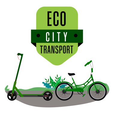 Bisiklet vektör çizimi. Park, orman, ağaçlar. Dünya arabasız günü. Bisikletin ulaşım aracı olarak kullanılması. Dünya bisiklet kullanım günü