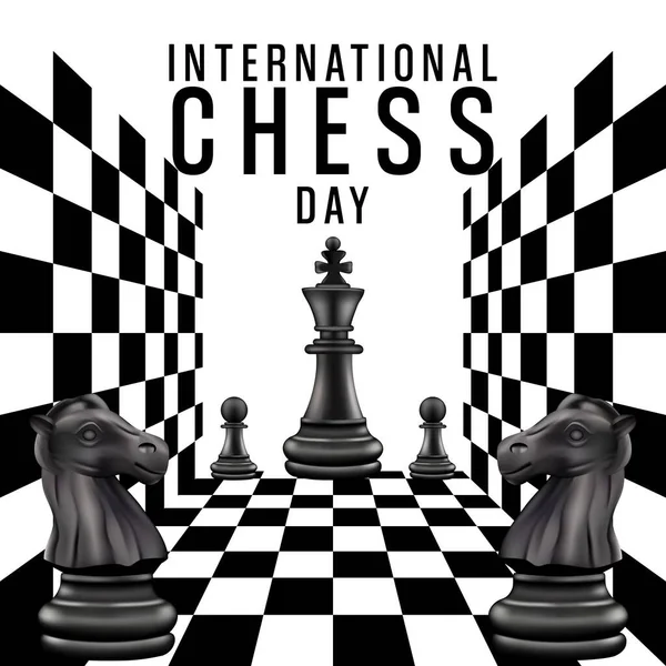 Celebração Dia Internacional Xadrez Peças Xadrez — Vetor de Stock
