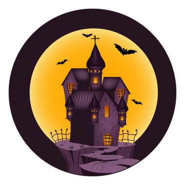 Cadılar Bayramı Cadılar Bayramı beyaz arka planda izole edilmiş balkabağı ve kale elementi vektör şablonu