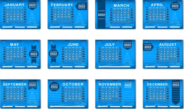 Kalender Des Jahres 2022 Frohes Neues Jahr Die Monate Des — Stockvektor